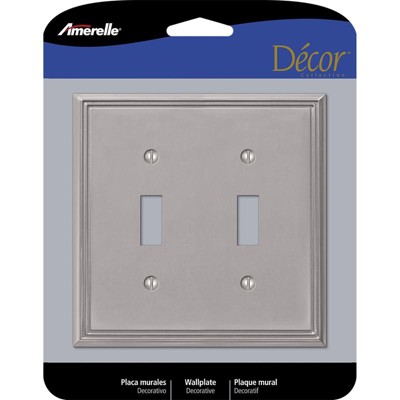 Amerelle Metro Brushed Nickel 2 gang Die-Cast Metal Toggle Wall Plate 1 pk Model #77TTBN