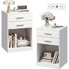 GALAXHERO Nightstand Set of 2 with Charging Station, Modern Bedside Tables with 2 Drawers, Wood End Tables for Bedroom or Living Room - 2 of 4