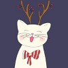 Women's Design By Humans Christmas cat By Rasheb Racerback Tank Top - 2 of 3