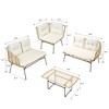 Whizmax 4-Piece Patio Furniture Set,Boho Rope Wicker Bistro Sets, Patio Conversation Set with Soft Cushions and Table for Deck,Backyard, Porch - 3 of 4
