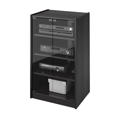 Ravenwood Black 44'' Media Storage Cabinet with Tempered Glass Door