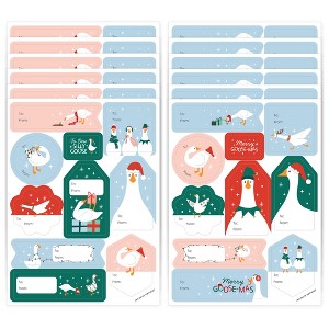 Big Dot of Happiness Christmas Silly Goose Gift Tag Stickers, Assorted Winter Holiday Gift Tag Labels, To and From Stickers - 12 Sheets - 120 Stickers - 1 of 4