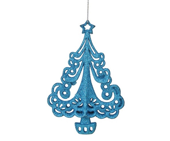 Lynn Roberts 6" Glitter Drenched Swirling Christmas Tree Ornament - Aqua Blue