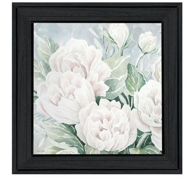 HomeRoots Peaceful Peonies In Full Bloom Black Framed Print Wall Art