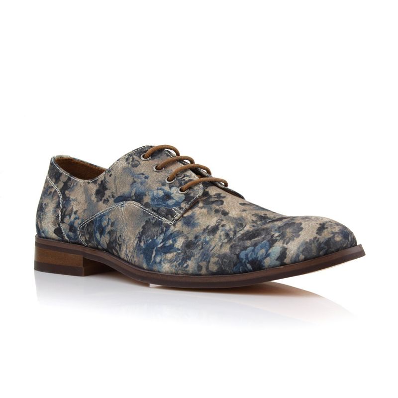 Polar Fox Mens Paco MPX19535LE Floral Derby Dress Shoes, in Azure Blue Floral, Size 6.5