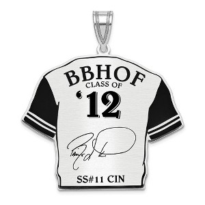 Black Bow Jewelry Sterling Silver Barry Larkin Signature Enamel Jersey Pendant - 1 of 4
