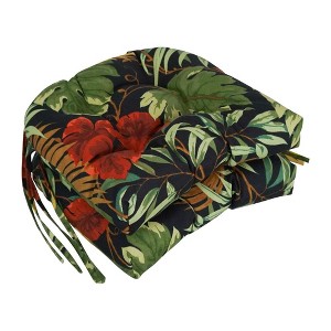 Blazing Needles, 16-inch Spun Polyester Patterned Outdoor U-shaped Tufted Chair Cushions (Set of 2) - 1 of 2