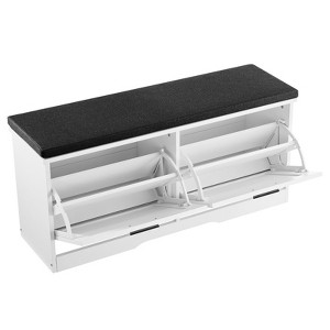 VEVOR Entryway Shoe Storage Bench, 39.4 x 12.0 x 18.7 Inch Shoe Organizer with Flip Drawers, 440lbs Narrow Shoes Rack Bench, Black + White - 1 of 4