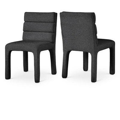 Meridian Furniture,Kai Black Boucle Fabric Dining Chair, Set of 2