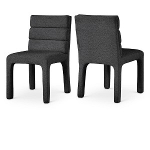 Meridian Furniture,Kai Black Boucle Fabric Dining Chair, Set of 2 - 1 of 4