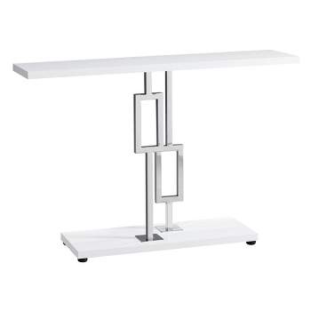 Monarch Specialties 47.25 Inch Contemporary Modern Geometric Metal Base Console Accent Table for Entryways and Living Rooms, Glossy White