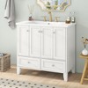 Vynxaria 36" White Freestanding Bathroom Storage Cabinet with Resin Sink and Adjustable Shelves - 2 of 4
