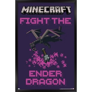 Trends International Minecraft - Fight The Ender Dragon Framed Wall Poster Prints - 1 of 4