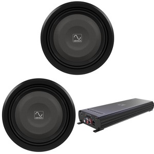 Wavtech Two thinPRO12-4 750 Watt 12" Shallow Subwoofers 4 ohm, and Wavtech link1000.1mini - 1000 Watt Mono Amplifier - 1 of 4