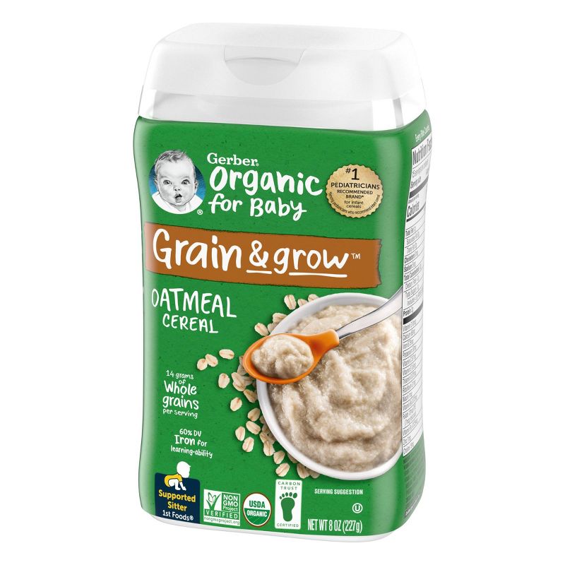 Gerber Organic Single Grain Oatmeal Baby Cereal - 8oz, 5 of 9