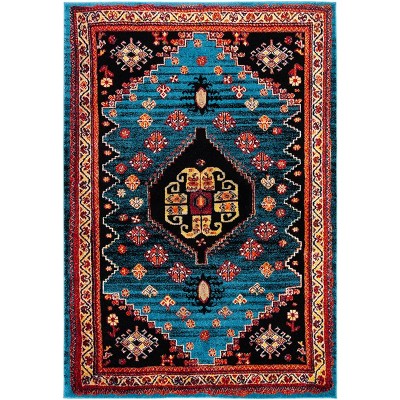 Antique Patina Blue Synthetic Rectangular Area Rug 5'3" x 7'6"