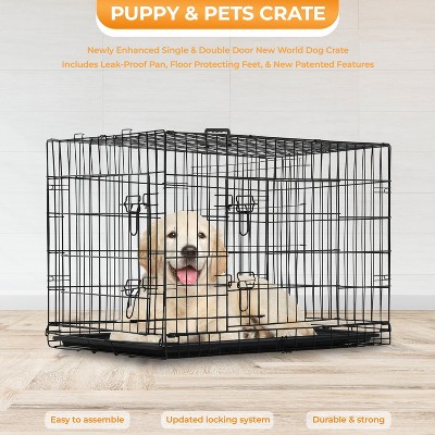 Large Black Metal Dog Crate with Double Doors