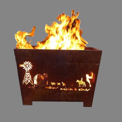 Laser Cut Farm Fire Basket Bronze - Esschert Design