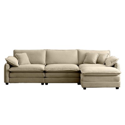 NicBex L-Shaped Corduroy Sectional Sofa,3-seater Couch with Ottoman for Living Room,Apartment,Office