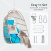 Gulches Blue PE Rattan Egg Swing Chair Foldable Outdoor Hanging Chair with Washable Cushion, Stainless Steel Suspension Kit, 270lbs Capacity - 4 of 4