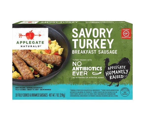 Applegate Natural Savory Turkey Breakfast Sausage, Frozen - 7oz