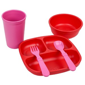 Re-Play 5pc - Valentine Mealtime Set - Red/Bright Pink - 1 of 4