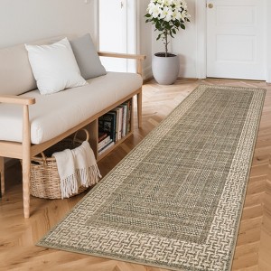 Machine Washable Rugs for Living Room Minimalist Geometric Bordered Indoor Carpet - 1 of 4