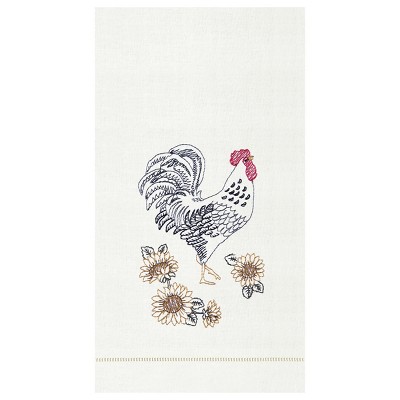 C&F Home Parisian Rooster Hemstitch Decorative Guest Towel