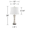 360 Lighting Seymore Modern Table Lamps 26" High Set of 2 White Softback with USB Charging Port LED Touch On Off Silver Drum Shade for Bedroom Desk - 4 of 4