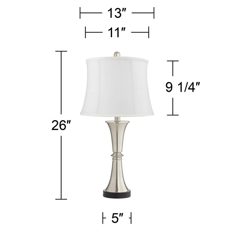 360 Lighting Seymore Modern Table Lamps 26" High Set of 2 White Softback with USB Charging Port LED Touch On Off Silver Drum Shade for Bedroom Desk, 4 of 8