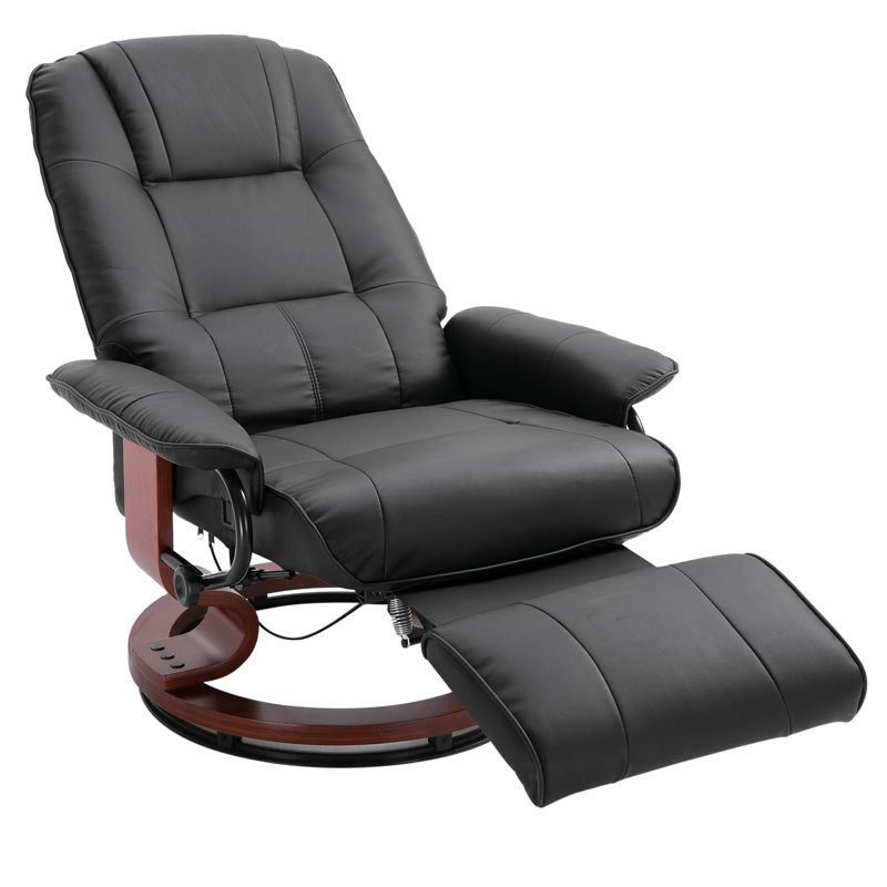 HOMCOM Faux Leather Manual Recliner, Adjustable Swivel Lounge Chair with Footrest, Armrest and Wrapped Wood Base for Living Room, 1 of 9