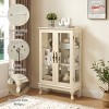 Lighted 2-Door Curio Cabinet with Tempered Glass Doors, Display Cabinet with Mirrored Back Panel, Adjustable Glass Shelves - Koiai - 2 of 4