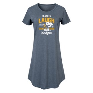 Women's - Peanuts - Peanuts Laugh League Graphic T-shirt Dress - 1 of 4