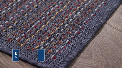Modern Denim Stripe Round Synthetic Area Rug 7'10"