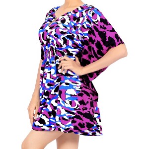 HAPPY BAY Women's Summer Loose Hawaiian Bathing Suit Cover Ups Vacation Mini Beachwear Swim Suit Small-Medium Purple Animal Icon - 1 of 4