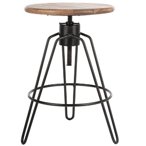 Kai Adjustable Swivel Counter Stool - BST3700 - Natural Honey/Black - Safavieh - 1 of 4