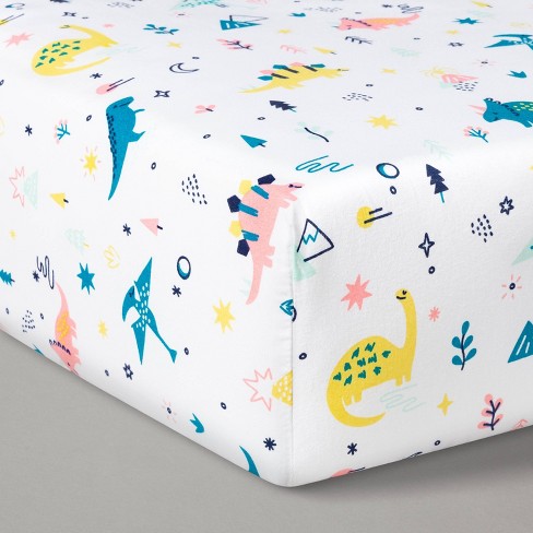 Fitted Crib Sheet Dinos Warm Pink Cloud Island Pink Teal Target