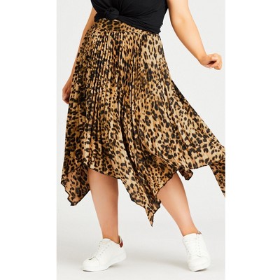 Loralette Women's Plus Size Pleated Print Skirt - 1x, Leopard : Target