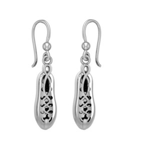 Slickblue Women's Dance Earrings, Sterling Silver Step Shoe Dangle, Traditional Design, 0.94 Inch - 1 of 3