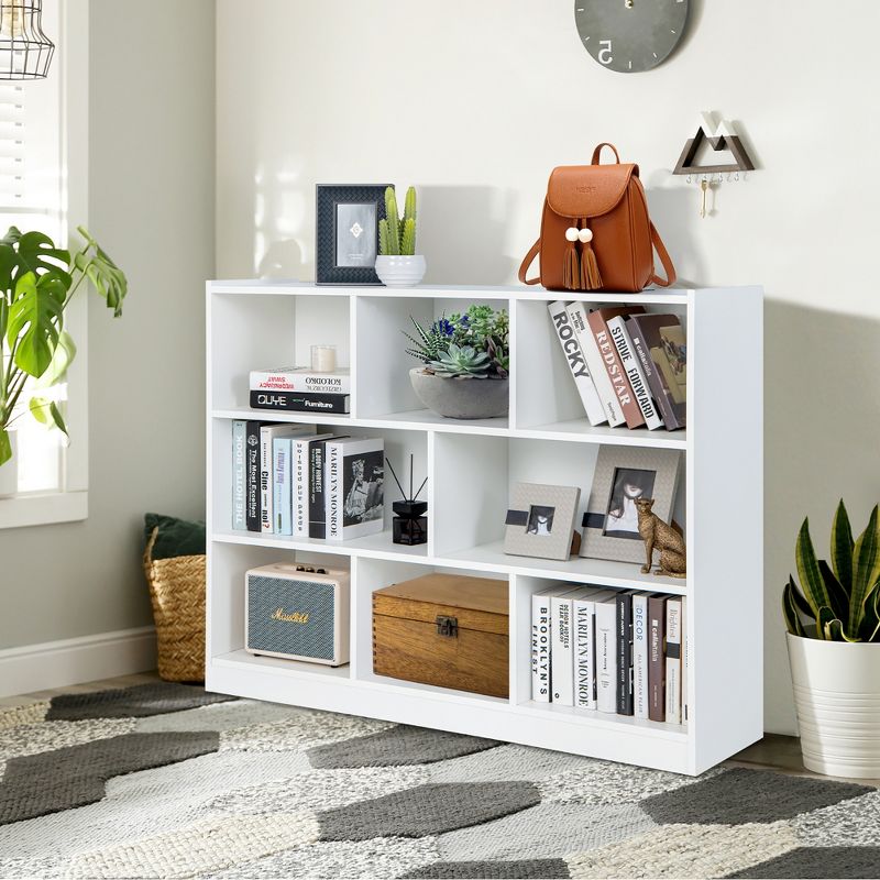 Costway 3-tier Open Bookcase 8-Cube Floor Standing Storage Shelves Display Cabinet White, 3 of 11