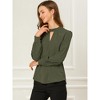 INSPIRE CHIC Women's Office Keyhole Elegant Stand Collar Long Sleeve Back Neck Button Blouse - 2 of 4