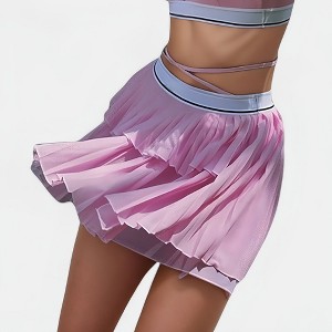 Anna-Kaci Active Women's Athletic Pleated Mini Skirt with Double Layer Mesh Design and Contrast Waistband - 1 of 4
