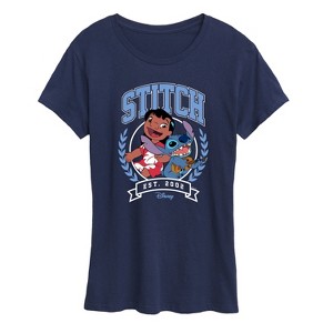 Women's - Disney - Stitch Collegiate Group Short Sleeve Graphic T-Shirt - 1 of 4