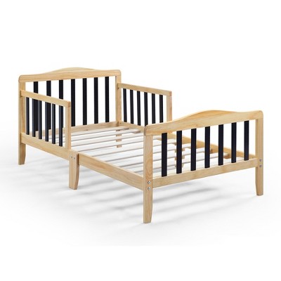 Infurnic Beds, Toddler Single Bed with Safety Guardrails and Headboard, Low To Floor Design for Toddler Children, Black, 70"*36"*27"