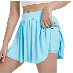 Mocamel Girls' High Waist Pleated Tennis Skirt with Built-in Shorts & Pockets - 1 of 4
