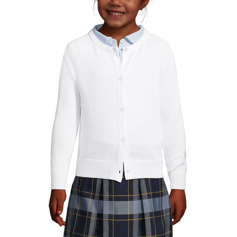Lands' End School Uniform Kids Cotton Modal Cardigan Sweater, 3 of 4