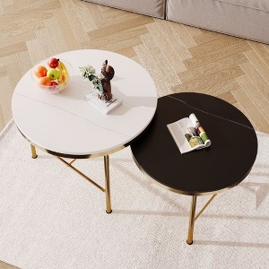 Okak Modern 31.5" Round Coffee Table Lift-top Nesting Coffee Tables with 2 Drawers and Storage for Living Room/Office, Space-Saving - 1 of 4