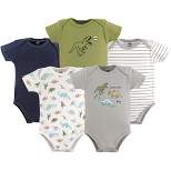 Hudson Baby Infant Boy Cotton Bodysuits 5pk, Dinosaurs