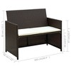 vidaXL 2-seater Sofa Brown PE (polyethylene) rattan 2-Seater Lightweight - 3 of 4
