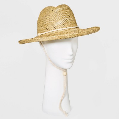 Women's Open Weave Straw Fedora Hat with Chin Strap - Universal Thread™